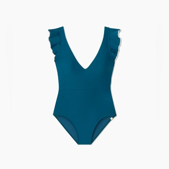 EUC Summersalt Ruffle Backflip Swimsuit, Seaglass & Seaweed, 8, MSRP $115 - Picture 5 of 12